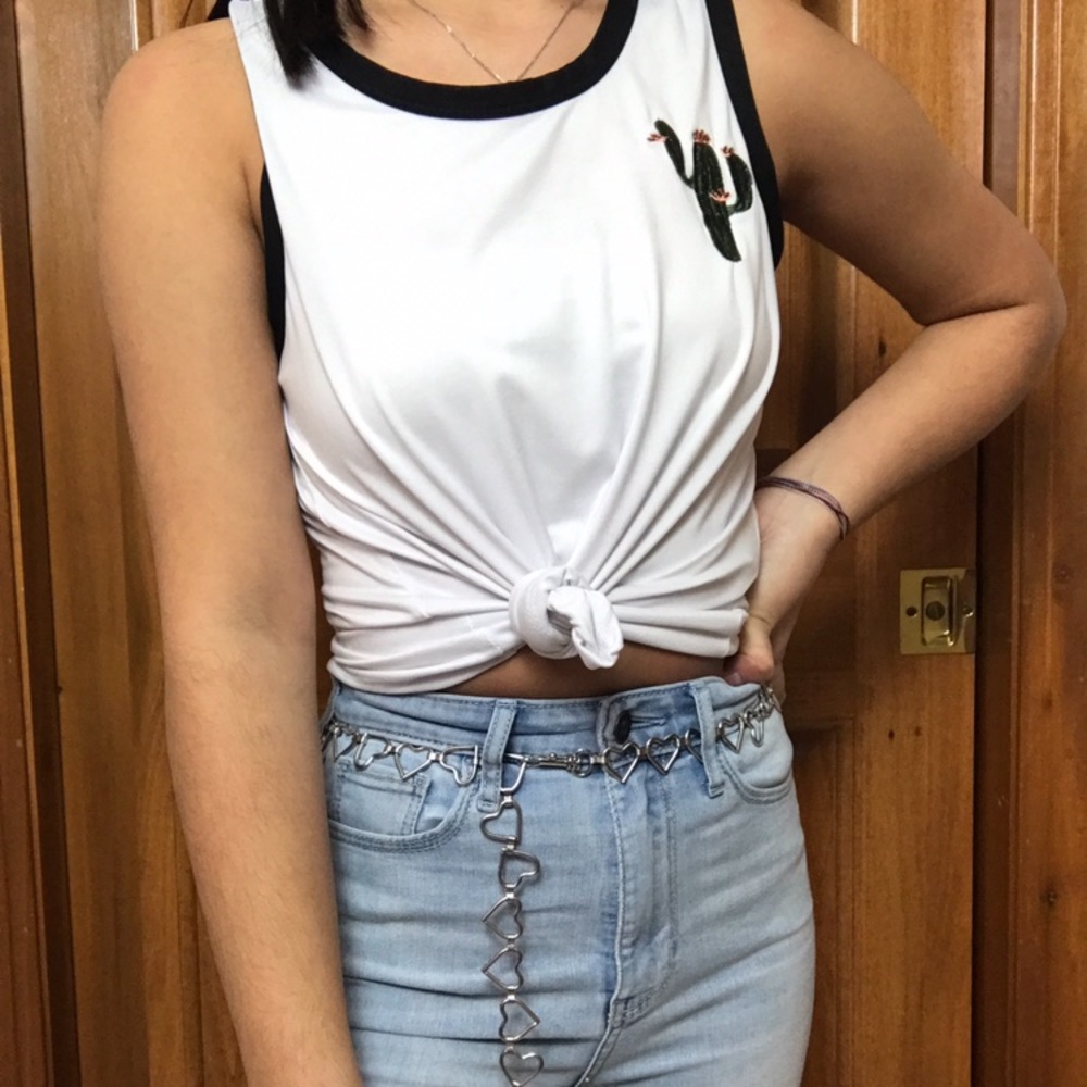 White Cactus Emoji Tank Top